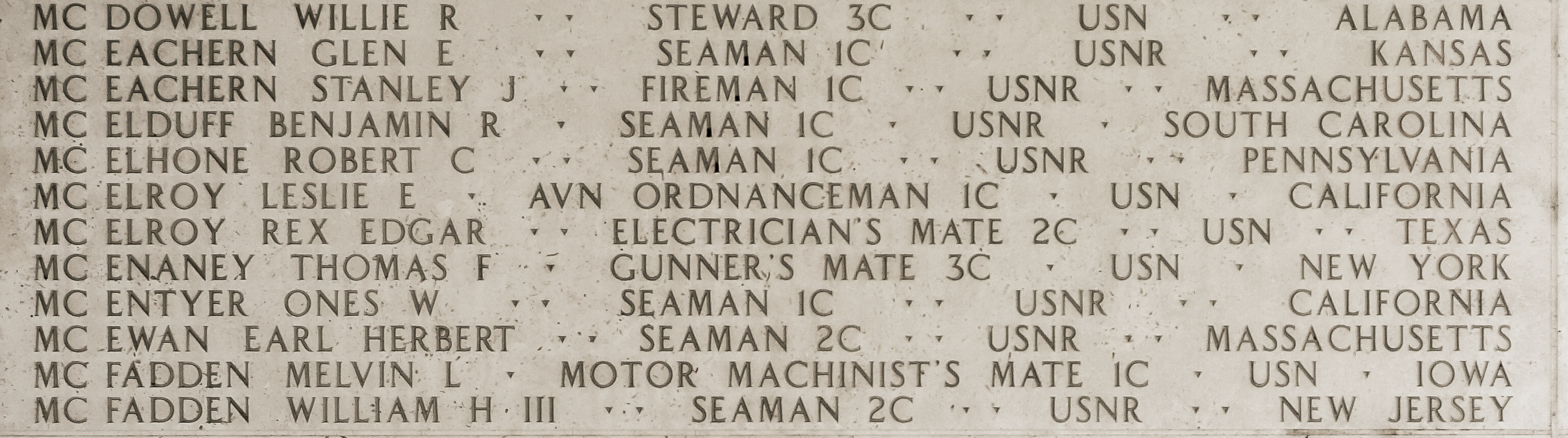 Leslie E. McElroy, Aviation Ordnanceman First Class